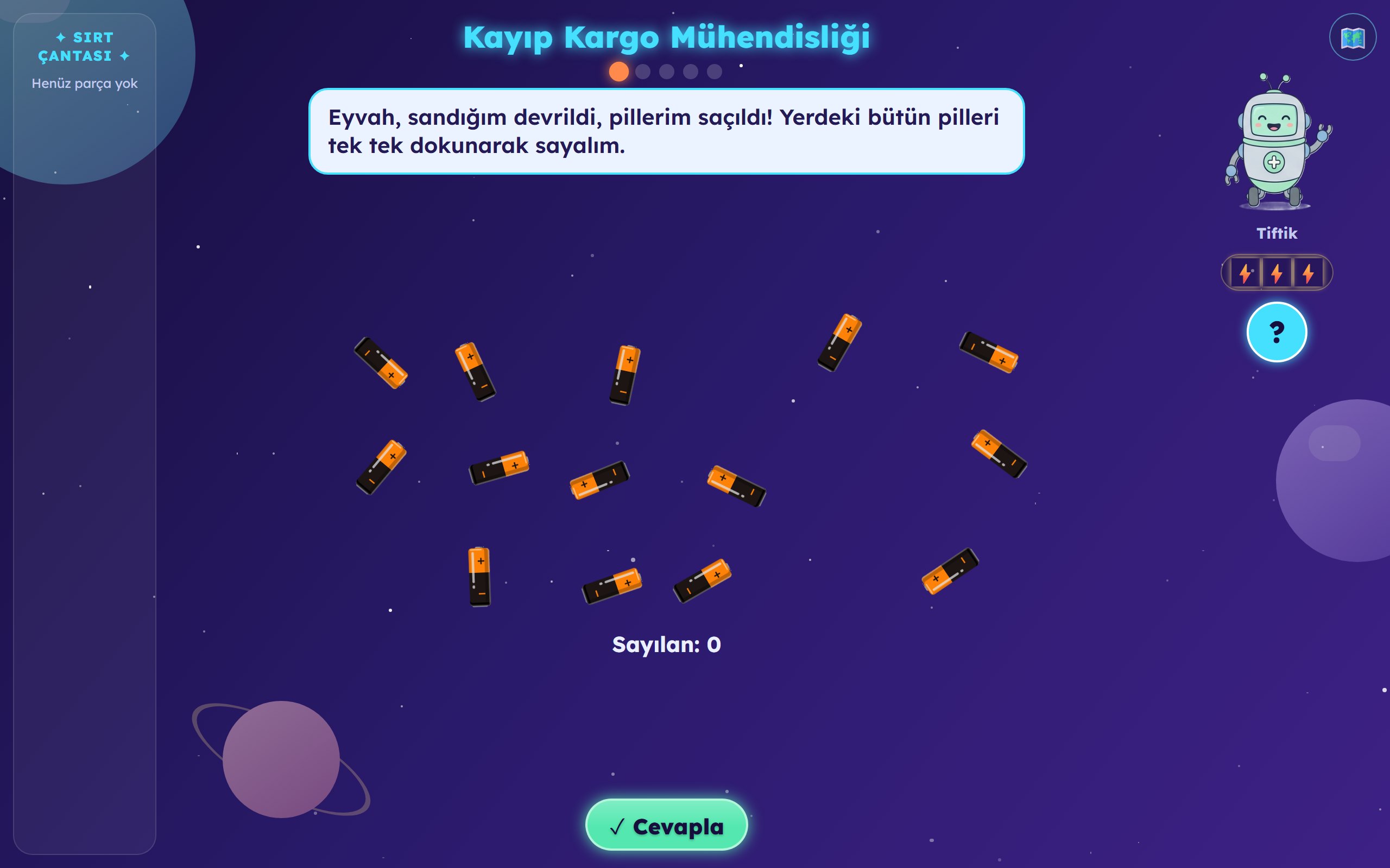 Tiftik'te bir bölüm: yerdeki pilleri dokunarak sayma görevi
