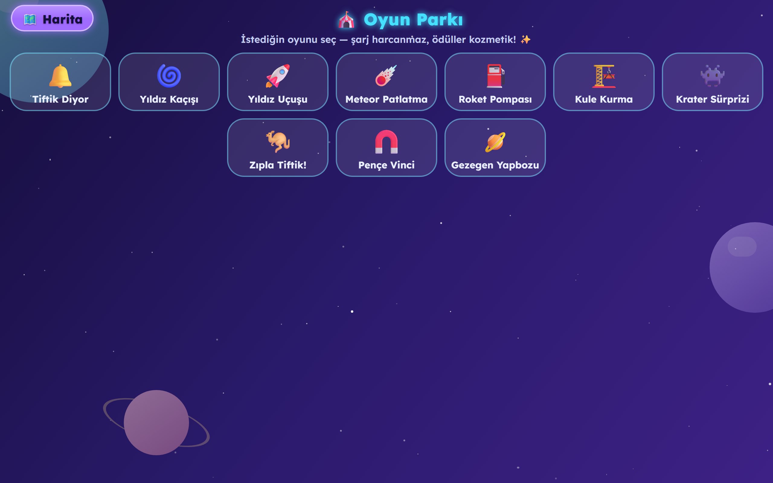 Oyun Parkı mini oyun listesi